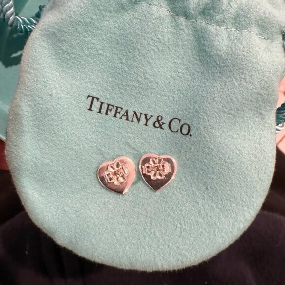 Tiffany & Co. Silver Heart Stud Earrings - Picture 2 of 4